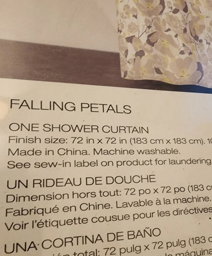 DKNY Shower Curtain in Falling Petals Cream Beige with Floral Design